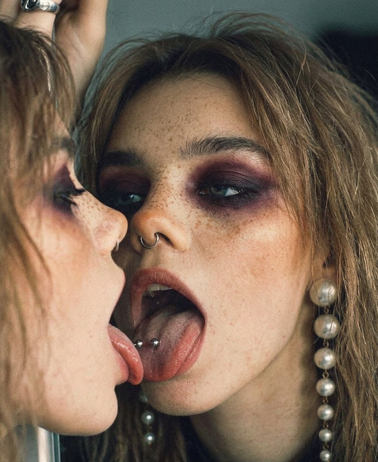 Edgy mirror portrait with raw expression