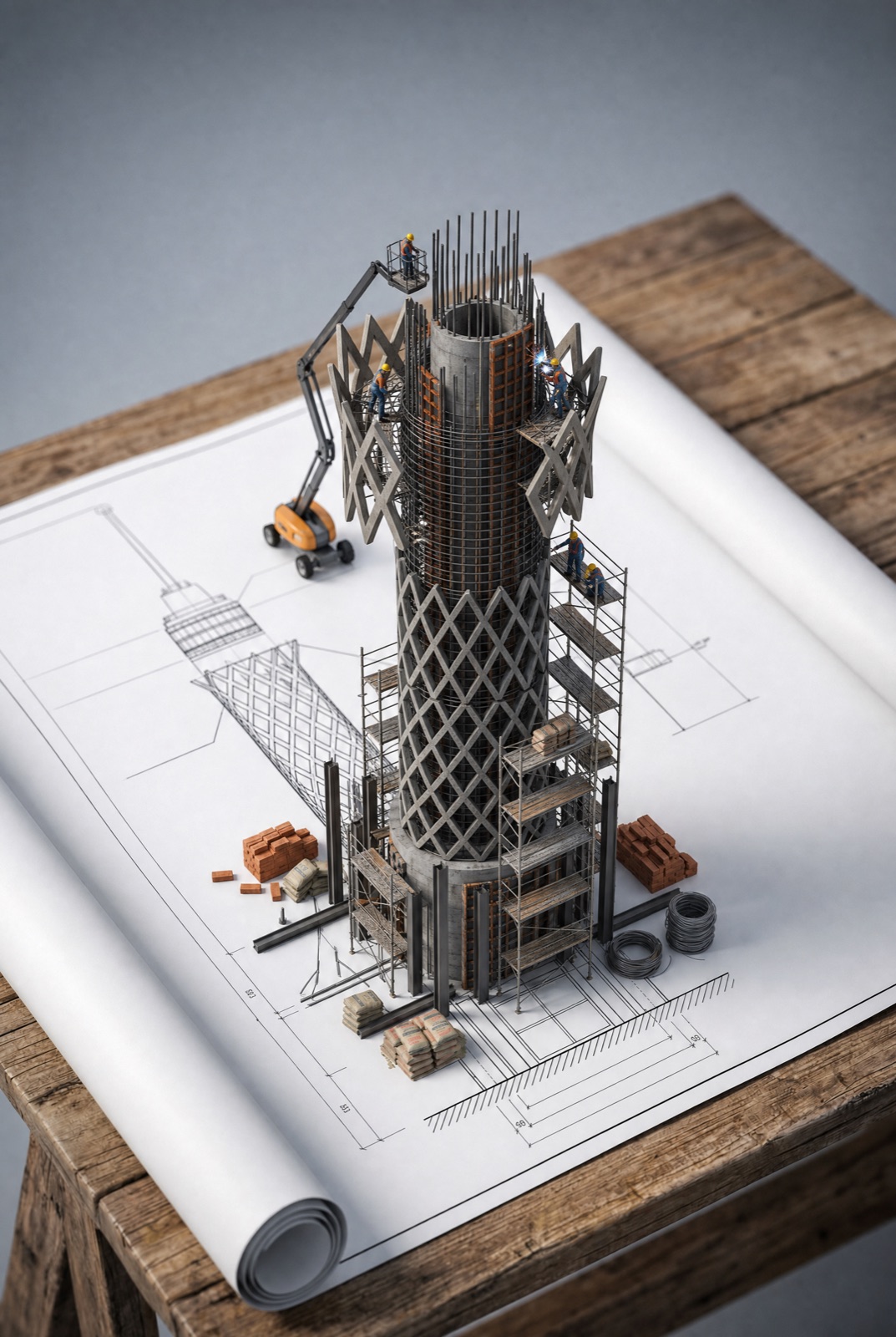 Miniature high-rise grows from blueprints